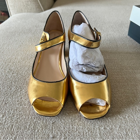 Kat Maconie Gold Mirror "Maggie" Mary Jane Heels Size 9 - Picture 3 of 11